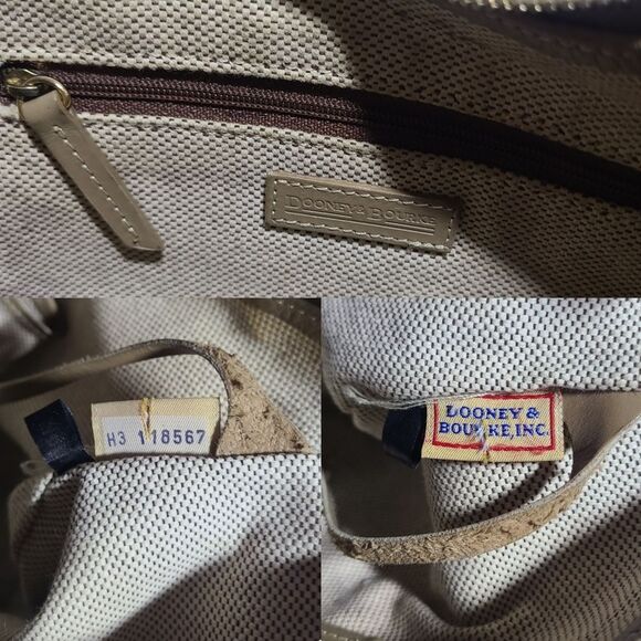 Vintage Dooney & Bourke Monogram Canvas Leather Hobo Shoulder Bag - Picture 7 of 12